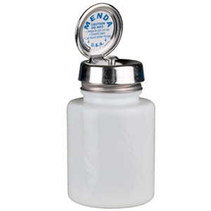 Round White Glass Bottle with Pure-Touch Pump, 4 oz - Part No. 35389